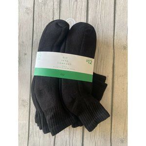 Dip Into Comfort Mens Sz 7 - 12 Athletic Quarter Socks 10 Pack Black